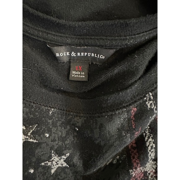 Rock & Republic Black American Flag Plaid Print Tunic Top Women's Size 1X - Picture 5 of 8